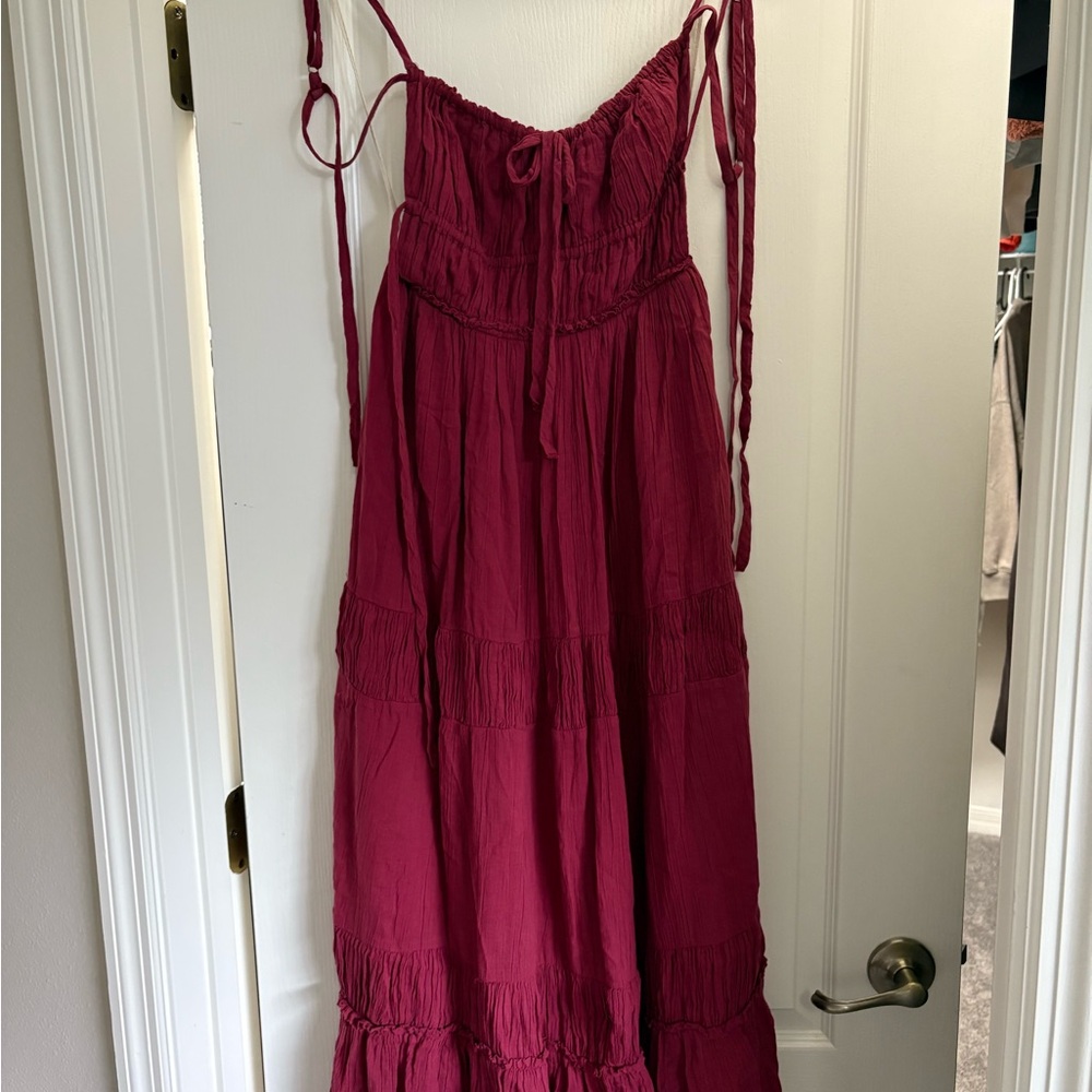 Free People Burgundy Gathered Dress for Easter